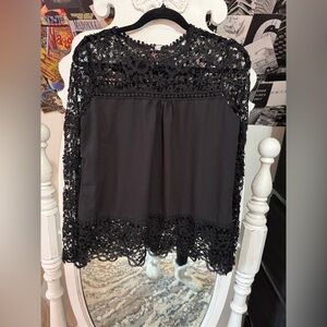 Chic Black Lace Women's Blouse